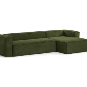 Blok højrevendt chaiselong sofa i velour ripcurl 330 x 174 cm - Grøn