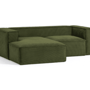 Blok venstrevendt chaiselong sofa i velour ripcurl 240 x 174 cm - Grøn