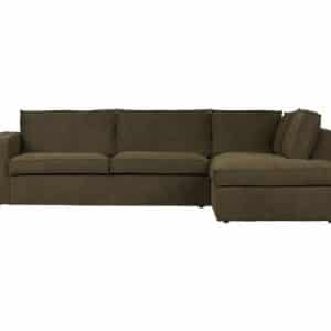 Freddie sofa med chaiselong i tekstil 283 x 197 cm - Varm grøn