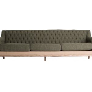 Rustik sofa i kanvas og jute 262 x 80 cm - Natur/Grøn