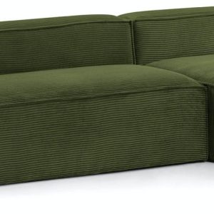 Blok, Sofa med chaiselong, Højrevendt, Fløjl by LaForma (H: 69 cm. B: 330 cm. L: 174 cm., Grøn)