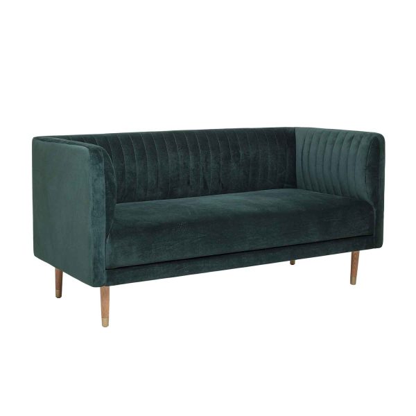 BLOOMINGVILLE Nolan 3 pers. sofa - blå-grøn/natur/messing polyester/egetræ/metal