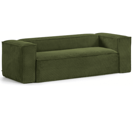 Blok 2-personers sofa i velour ripcurl B210 cm - Grøn