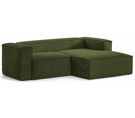 Blok højrevendt chaiselong sofa i velour ripcurl 240 x 174 cm - Grøn