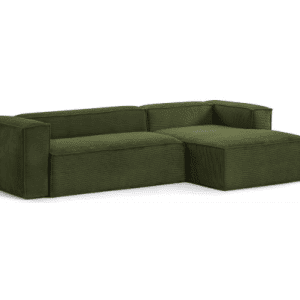 Blok højrevendt chaiselong sofa i velour ripcurl 300 x 174 cm - Grøn