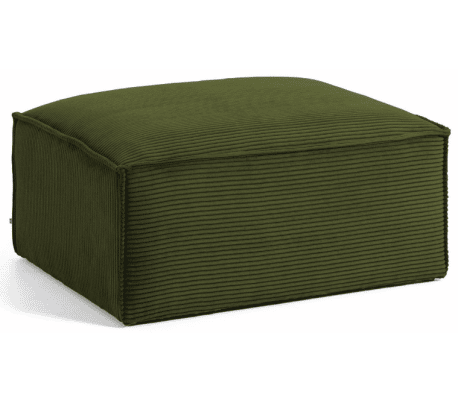 Blok puf til sofa i velour ripcurl 90 x 70 cm - Grøn