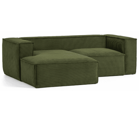 Blok venstrevendt chaiselong sofa i velour ripcurl 240 x 174 cm - Grøn