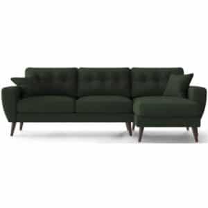 Gallieni højrevendt chaiselong sofa i polyester 242 x 152 cm - Brun/Grøn