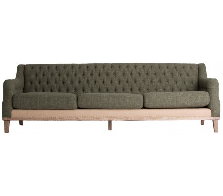 Rustik sofa i kanvas og jute 262 x 80 cm - Natur/Grøn