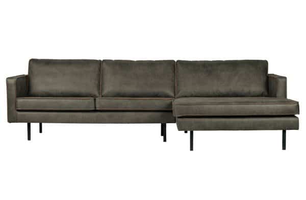 BEPUREHOME Rodeo sofa, m. højre chaiselong - army grøn stof