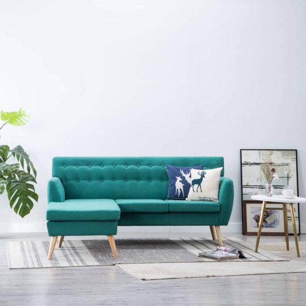 L-formet sofa i stofbeklædning 171,5 x 138 x 81,5 cm grøn