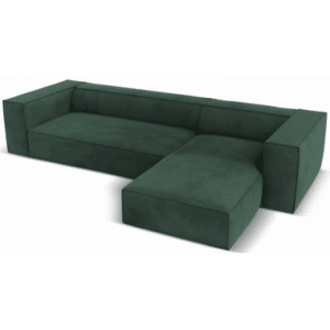 Agawa Chaiselong sofa i polyester højrevendt B290 x D173 cm - Sort/Grøn