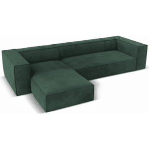 Agawa Chaiselong sofa i polyester venstrevendt B290 x D173 cm - Sort/Grøn