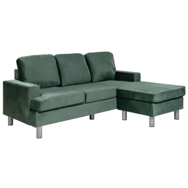 Homeville Boston chaiselong sofa velour grøn