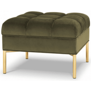 Karoo puf til sofa i velour 60 x 60 cm - Guld/Grøn
