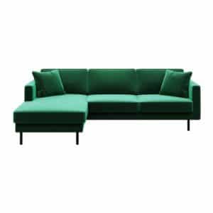 Kobo Chaiselong sofa i velour venstrevendt B236 x D164 cm - Dyb grøn
