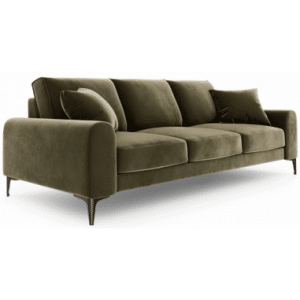 Larnite 3-personers sofa i velour B222 cm - Sort/Grøn