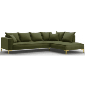 Marram Chaiselong sofa i polyester højrevendt B296 x D213 cm - Guld/Grøn
