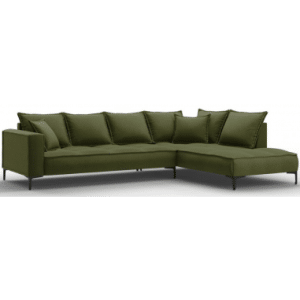Marram Chaiselong sofa i polyester højrevendt B296 x D213 cm - Sort/Grøn