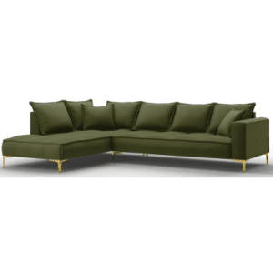 Marram Chaiselong sofa i polyester venstrevendt B296 x D213 cm - Guld/Grøn
