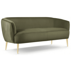Moss 3-personers sofa i metal og velour B179 cm - Guld/Grøn