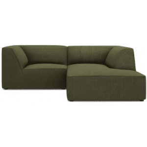 Ruby chaiselong sofa højrevendt i corduroy B186 x D180 cm - Sort/Grøn