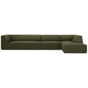 Ruby chaiselong sofa højrevendt i corduroy B366 x D180 cm - Sort/Grøn