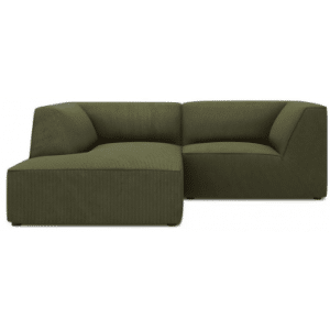 Ruby chaiselong sofa venstrevendt i corduroy B186 x D180 cm - Sort/Grøn