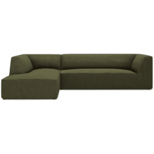 Ruby chaiselong sofa venstrevendt i corduroy B273 x D180 cm - Sort/Grøn