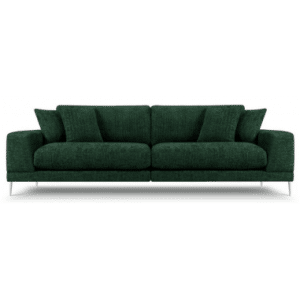 Jog 4-personers sofa i metal og chenille B286 x D122 cm - Sølvgrå/Grøn