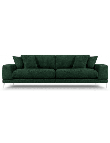 Jog 4-personers sofa i metal og chenille B286 x D122 cm - Sølvgrå/Grøn