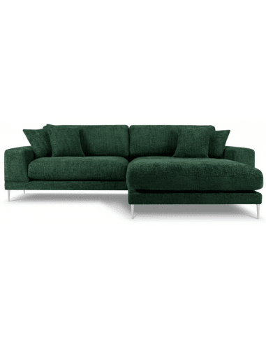 Jog højrevendt chaiselong sofa i metal og chenille B286 x D242 cm - Sølvgrå/Grøn