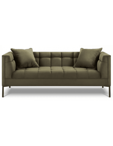 Karoo 2-personers sofa i metal og velour B185 x D85 cm - Sort/Grøn