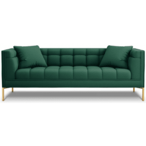 Karoo 3-personers sofa i metal og polyester B224 x D85 cm - Guld/Grøn