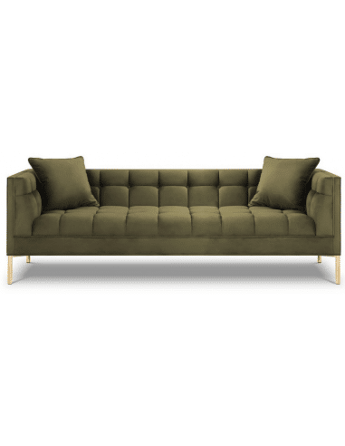 Karoo 3-personers sofa i metal og velour B224 x D85 cm - Guld/Grøn
