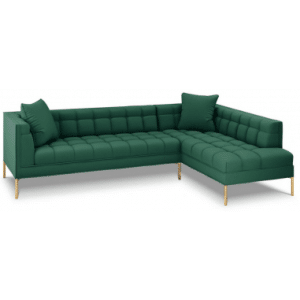 Karoo højrevendt chaiselong sofa i metal og polyester B270 x D185 cm - Guld/Grøn