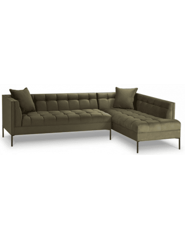Karoo højrevendt chaiselong sofa i metal og velour B270 x D185 cm - Sort/Grøn