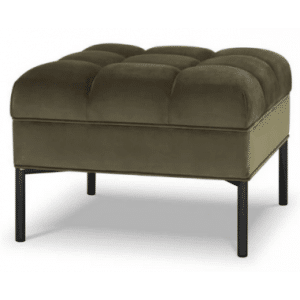 Karoo puf til sofa i velour 60 x 60 cm - Sort/Grøn