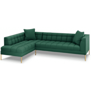 Karoo venstrevendt chaiselong sofa i metal og polyester B270 x D185 cm - Guld/Grøn