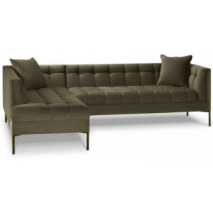 Karoo venstrevendt chaiselong sofa i metal og velour B270 x D185 cm - Sort/Grøn