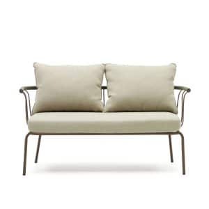 LAFORMA Salguer sofa i grøn snor og stål med brunmalet finish, 134 cm