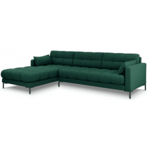 Mamaia venstrevendt chaiselong sofa i polyester B293 x D185 cm - Sort/Grøn