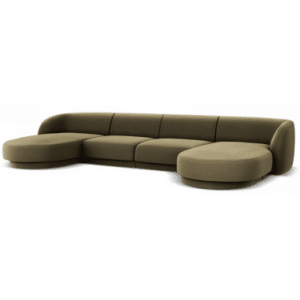 Miley U-sofa i velour B334 x D155 cm - Grøn