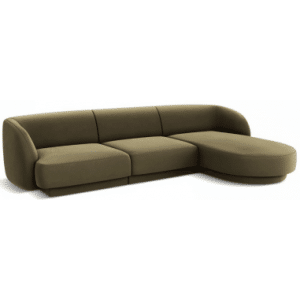 Miley højrevendt chaiselong sofa i velour B259 x D155 cm - Grøn