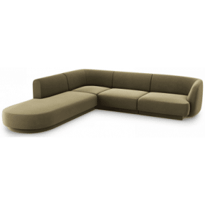 Miley venstrevendt chaiselong sofa i velour B252 x D220 cm - Grøn