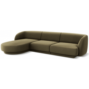 Miley venstrevendt chaiselong sofa i velour B259 x D155 cm - Grøn