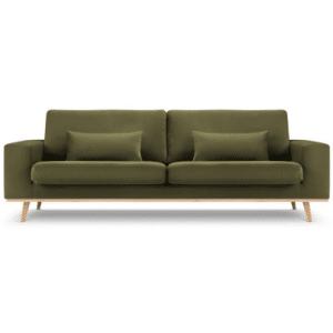 Tugela 3-personers sofa i bøgetræ og velour B236 x D93 cm - Bøg/Grøn