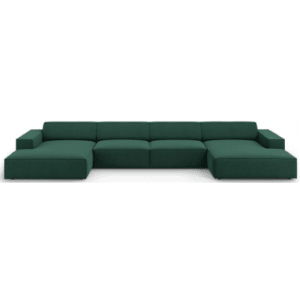 Jodie U-sofa i polyester B364 x D166 cm - Sort/Grøn