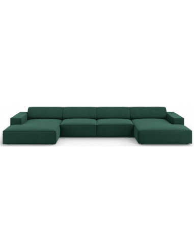 Jodie U-sofa i polyester B364 x D166 cm - Sort/Grøn