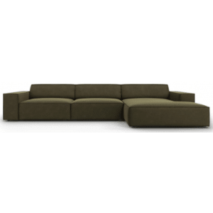 Jodie højrevendt chaiselong sofa i velour B284 x D166 cm - Sort/Grøn